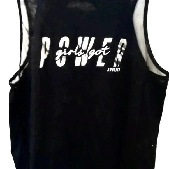 Ladies And Juniors Black Tank Shirt With Netting By Justice Active - Picture 6 of 6